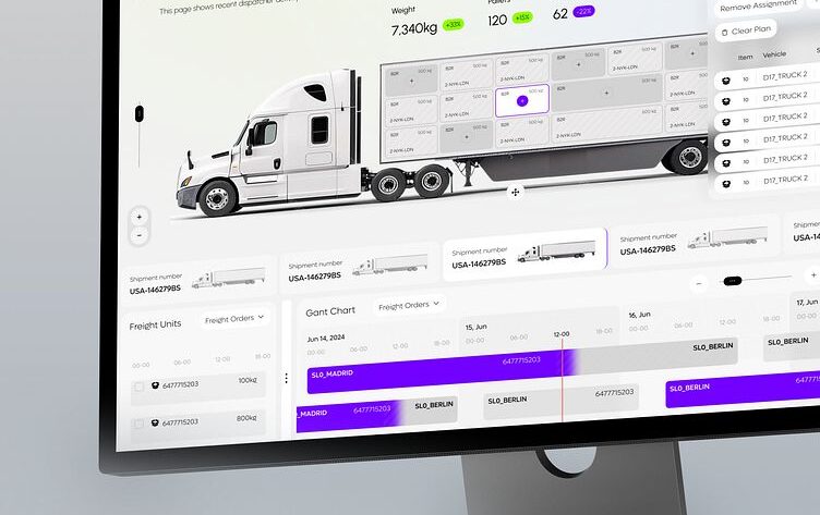 Ett modernt digitalt logistiksystem på en datorskärm.
